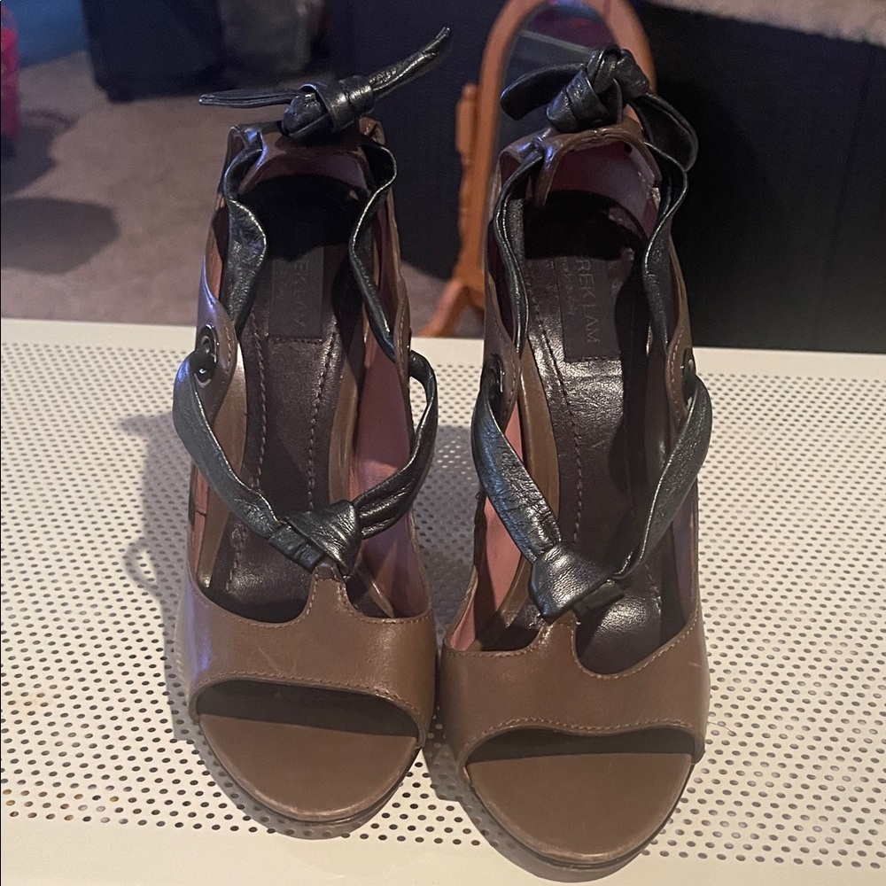 Derek Lam Stylish Taupe Leather Women's Heels